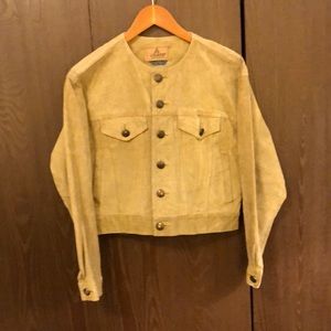 VINTAGE 90’s SUEDE LEATHER SMALL GOLD JACKET BY ELIZABETH CLAIBORNE LIZWEAR #060